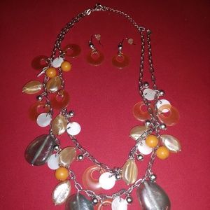 Double strand necklace with matching earrings